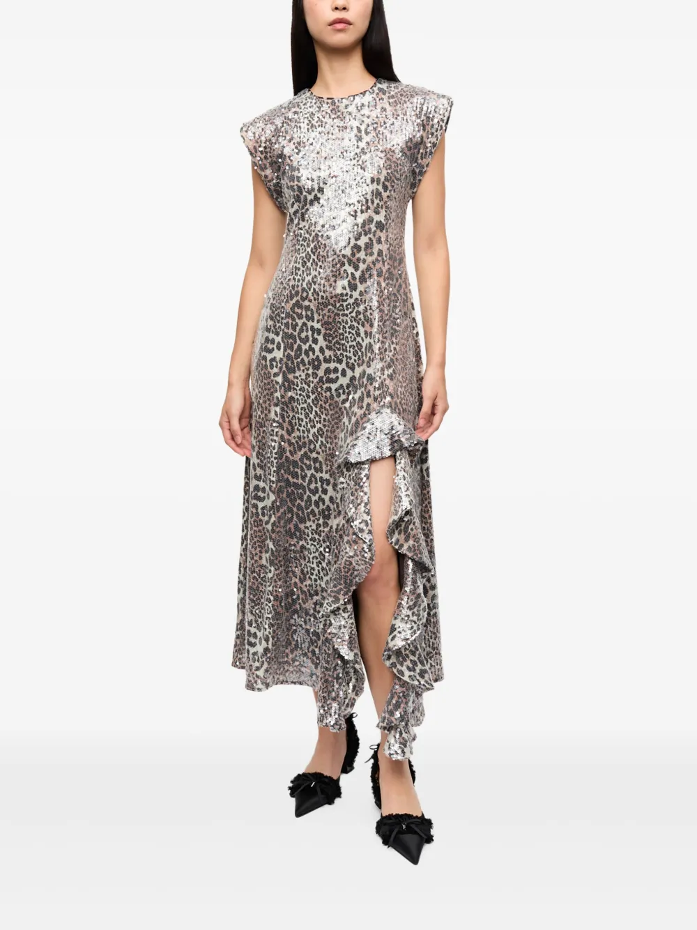 GANNI Jurk met luipaardprint - Wit