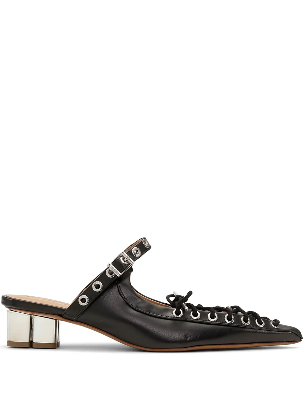 GANNI laced leather mules Black
