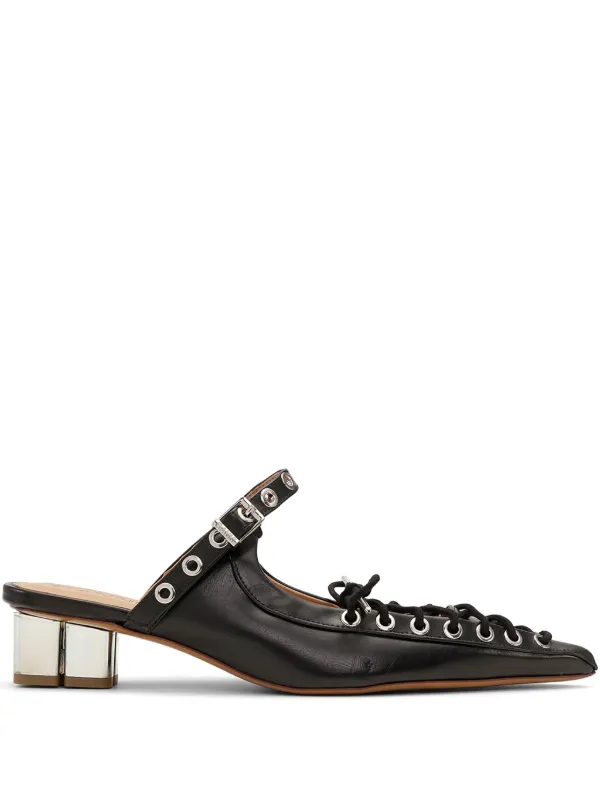 GANNI Leather ミュール GANNI レザーミュール | ブラック | FARFETCH JP