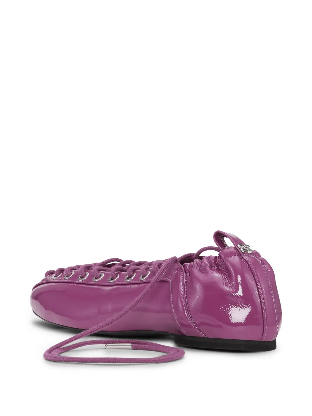GANNI lace-up ballet flats Purple