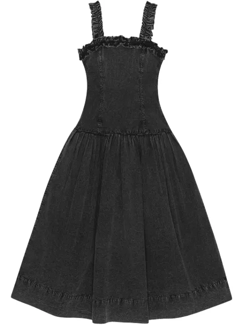 GANNI ruffle-detail midi dress