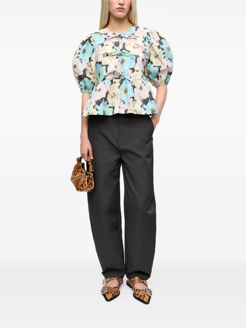 GANNI Shirt met print - Blauw