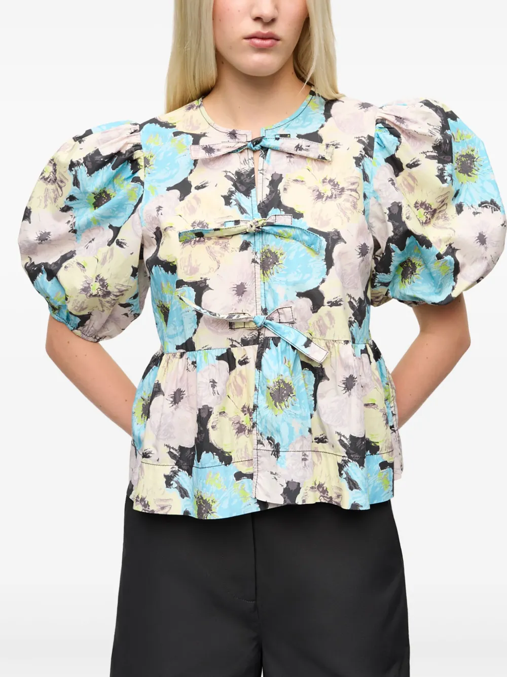 GANNI Shirt met print Blauw