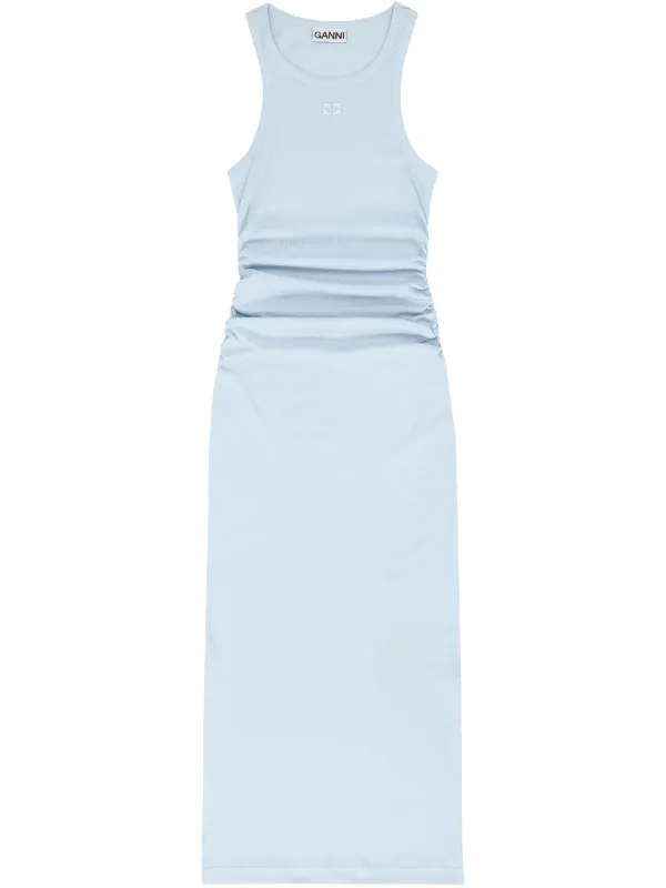 strapless open back dress Ganni // Pink Marled Ribbed Knit Midi Dress – VSP Consignment main image 0