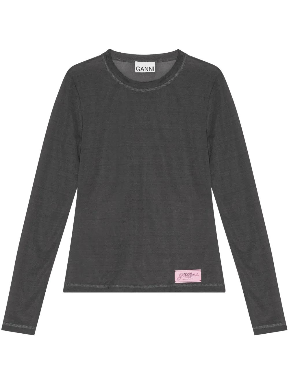 GANNI T-shirt met logopatch Grijs
