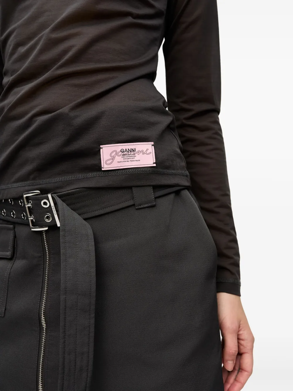 GANNI T-shirt met logopatch Grijs