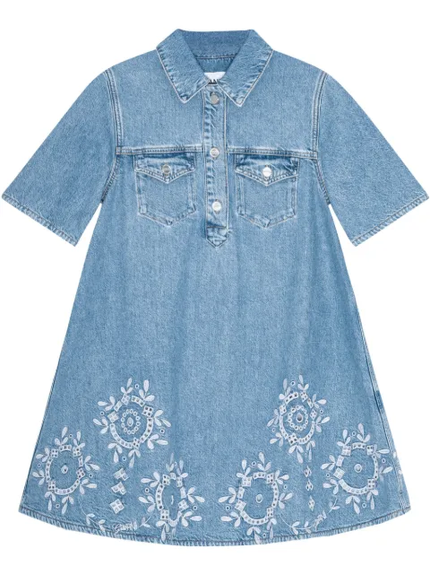 GANNI embroidered denim dress