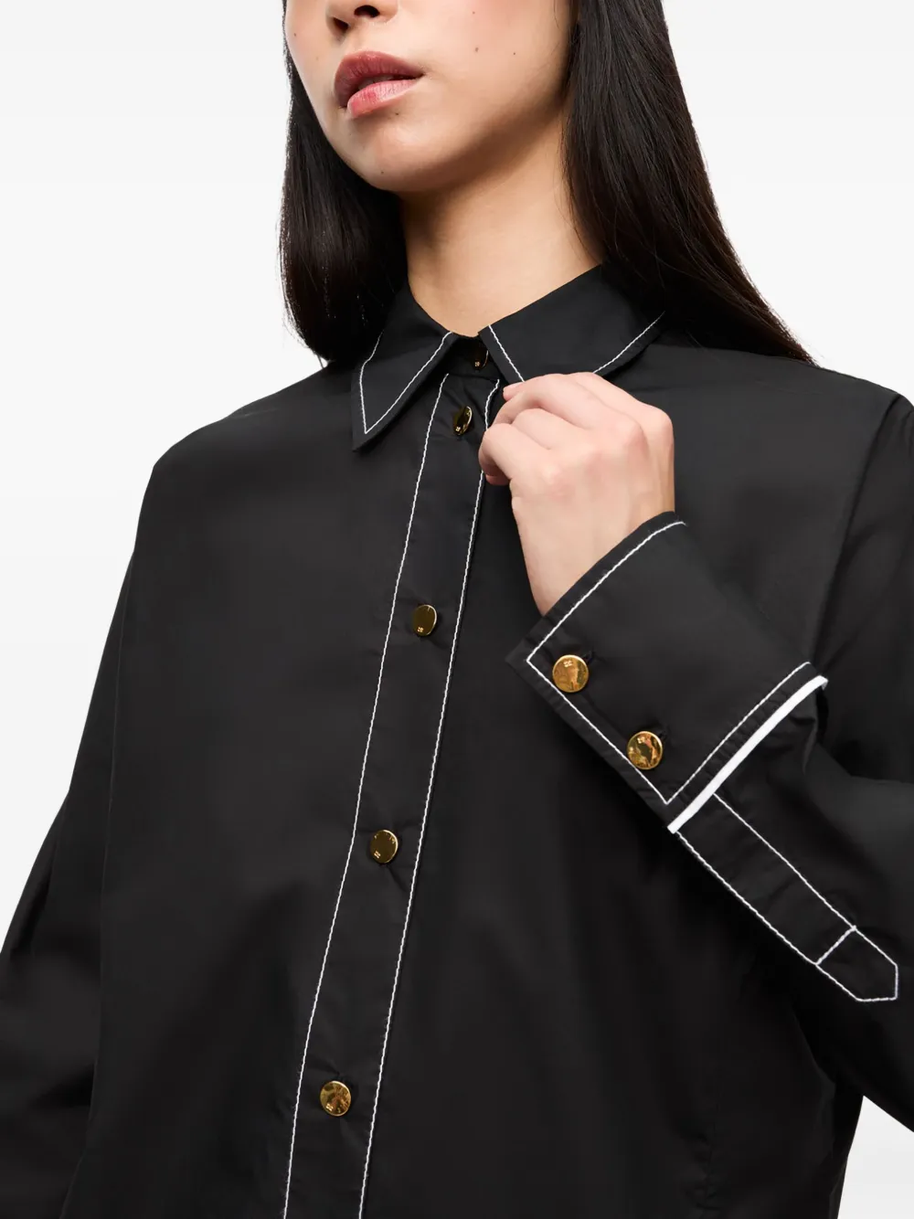 GANNI Contrasterende blouse Zwart