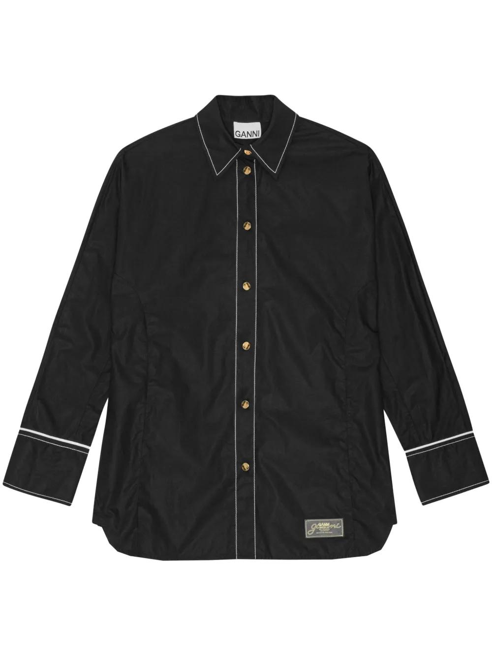 GANNI Contrasterende blouse Zwart