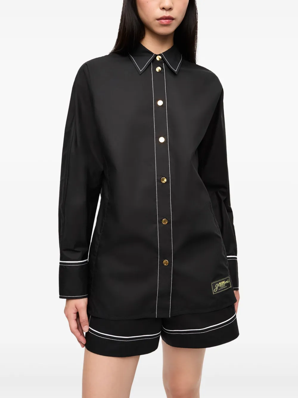 GANNI Contrasterende blouse Zwart