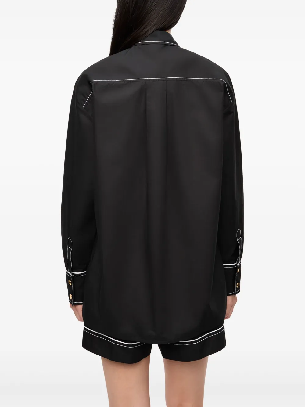 GANNI Contrasterende blouse Zwart