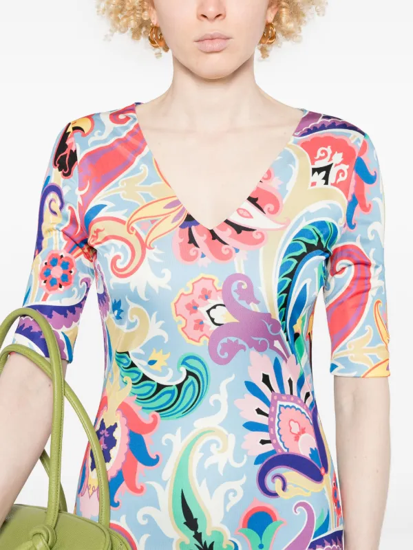 ETRO ペイズリー ドレス | ブルー | FARFETCH JP