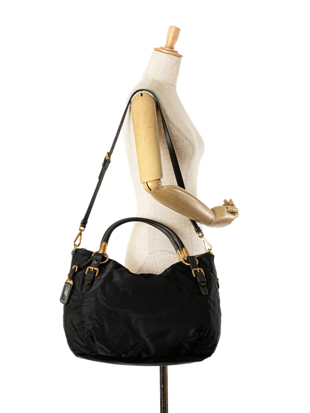 Prada Pre-Owned 2010-2024 Tessuto Canapa Logo satchel - Zwart