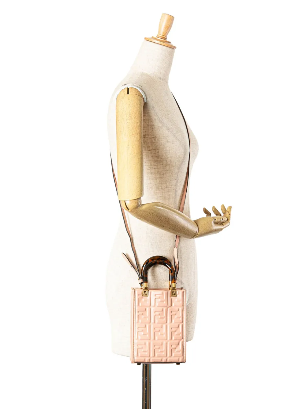 Fendi Pre-Owned 2010-2024 Mini Zucca Embossed Leather Sunshine Shopper Tote satchel - Roze