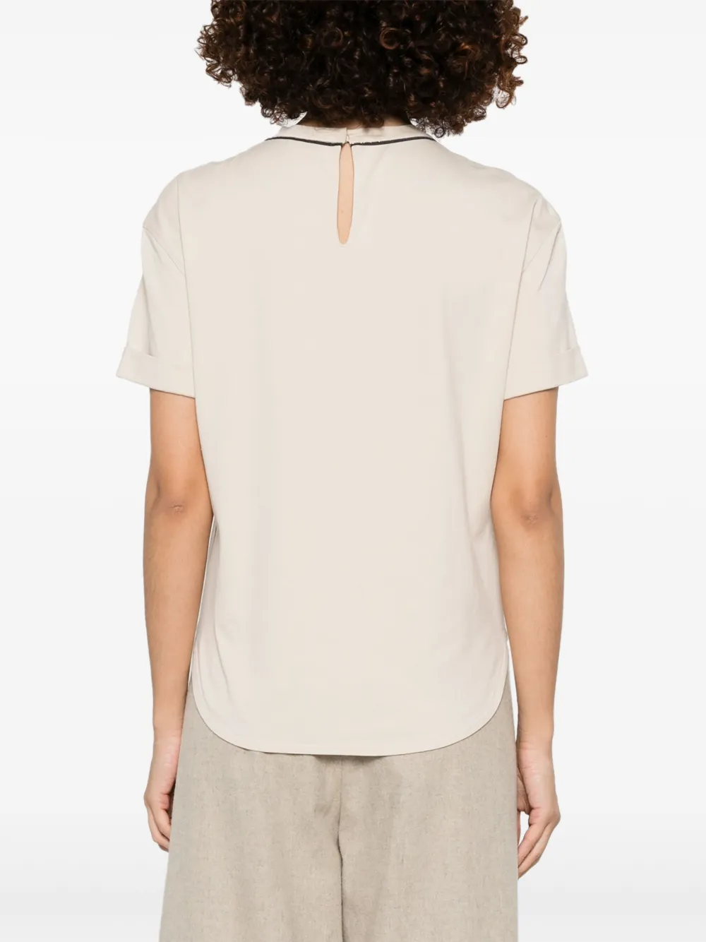Brunello Cucinelli T-shirt met Monili-detail Beige