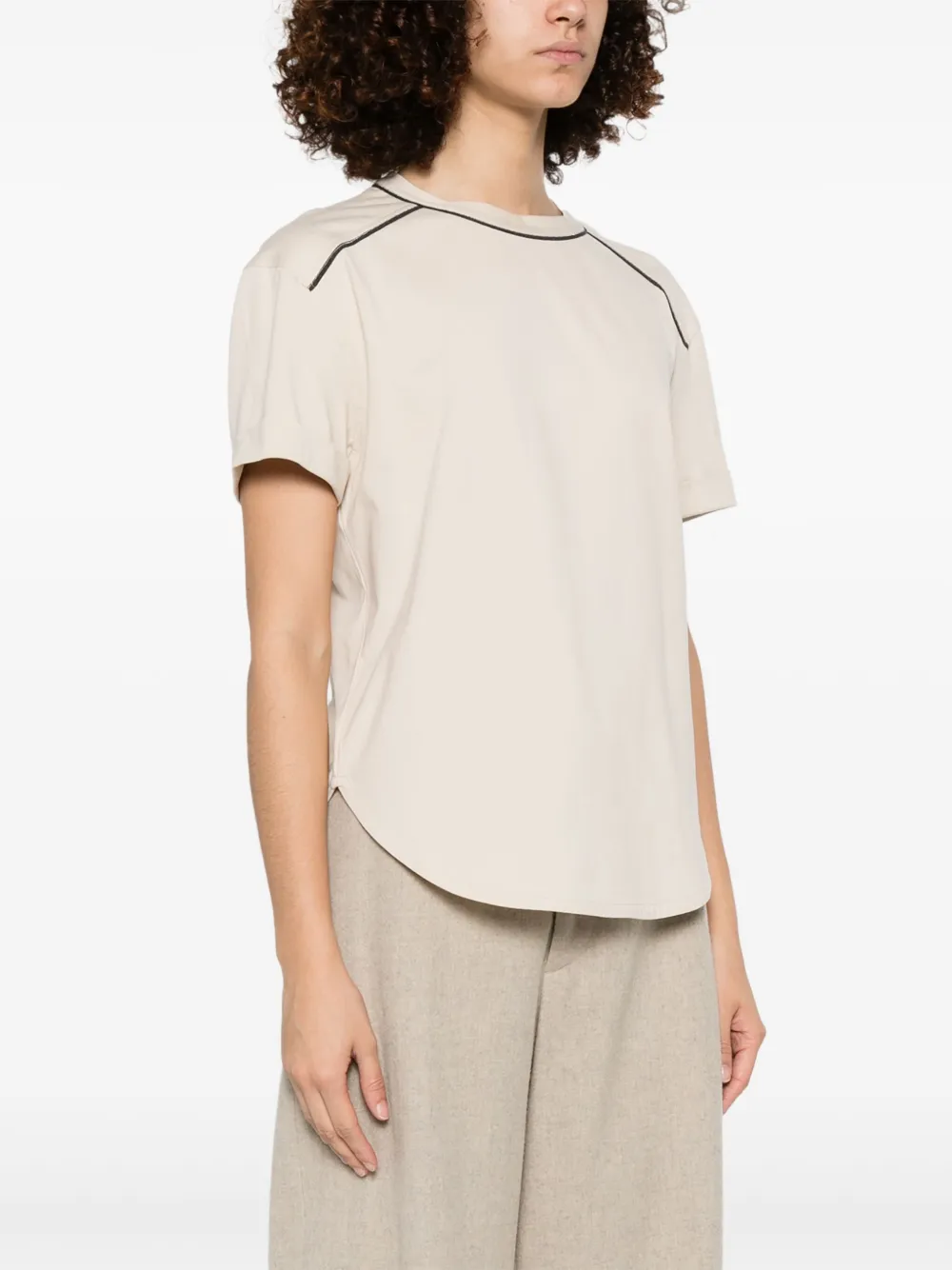Brunello Cucinelli T-shirt met Monili-detail Beige