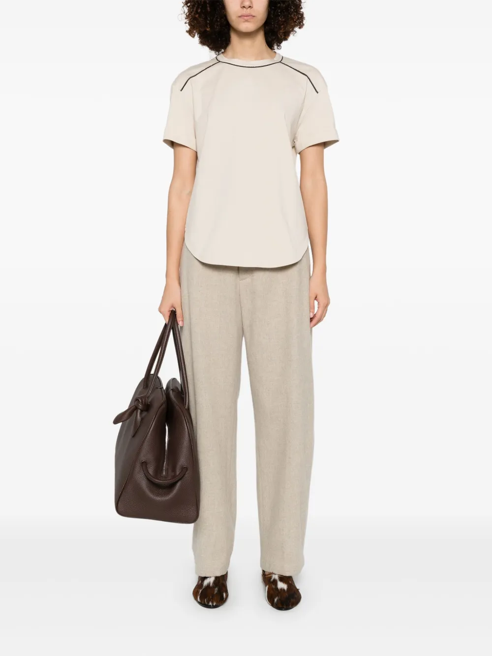 Brunello Cucinelli T-shirt met Monili-detail - Beige