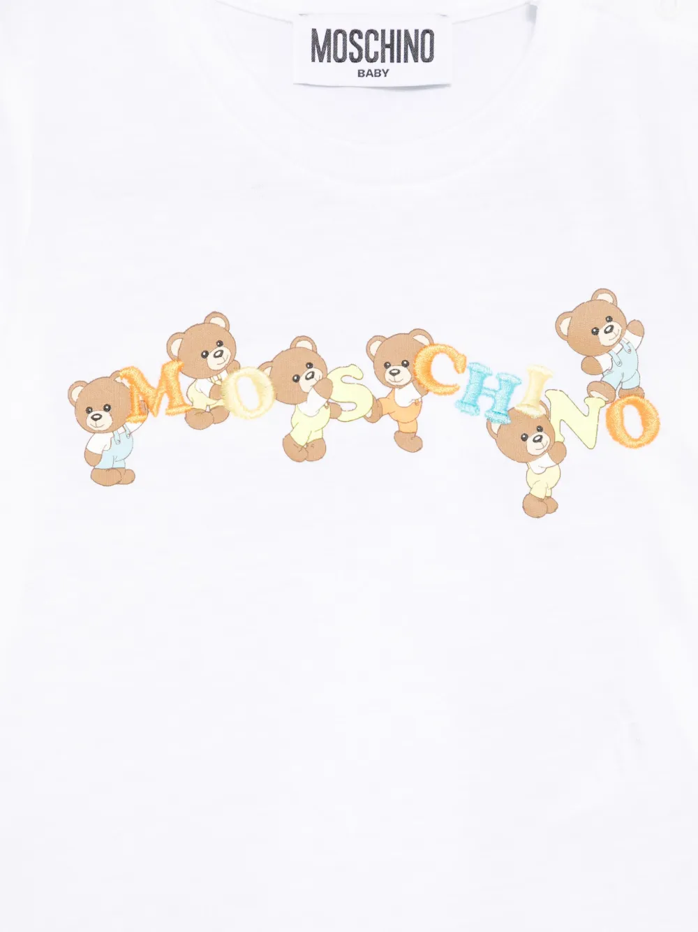 Moschino Kids T-shirt met geborduurd logo Wit