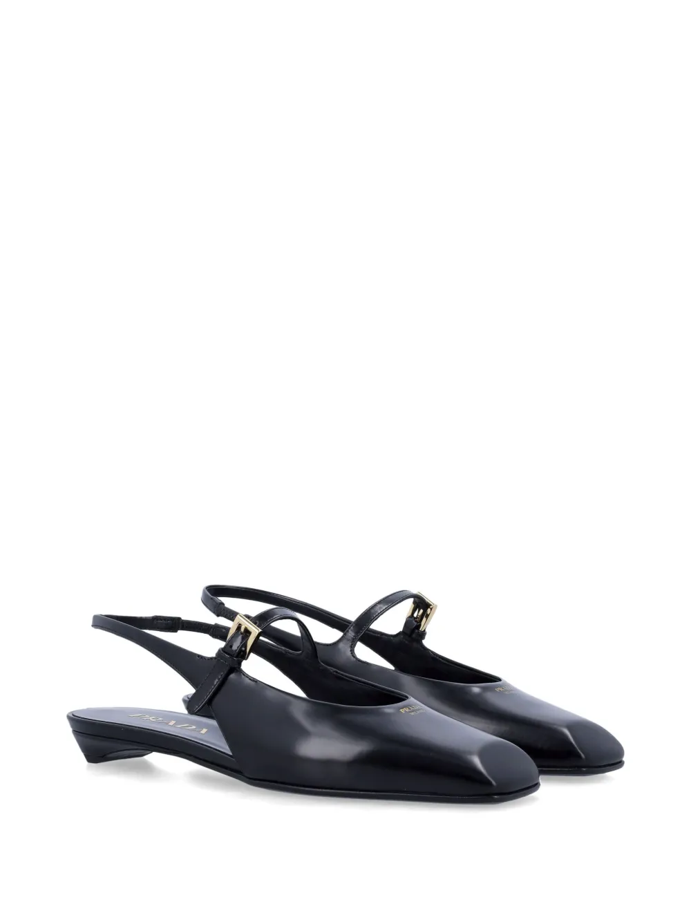 Prada Leren slingback ballerina's - Zwart