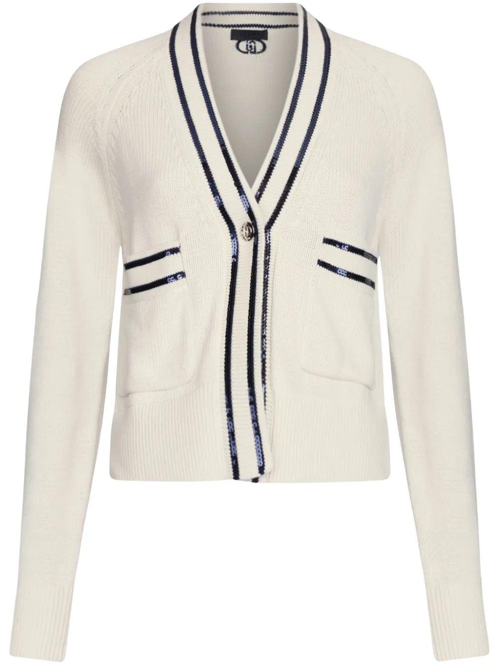 Liu •jo Liu Jo White Cotton Cardigan With Blue Trim In Weiss