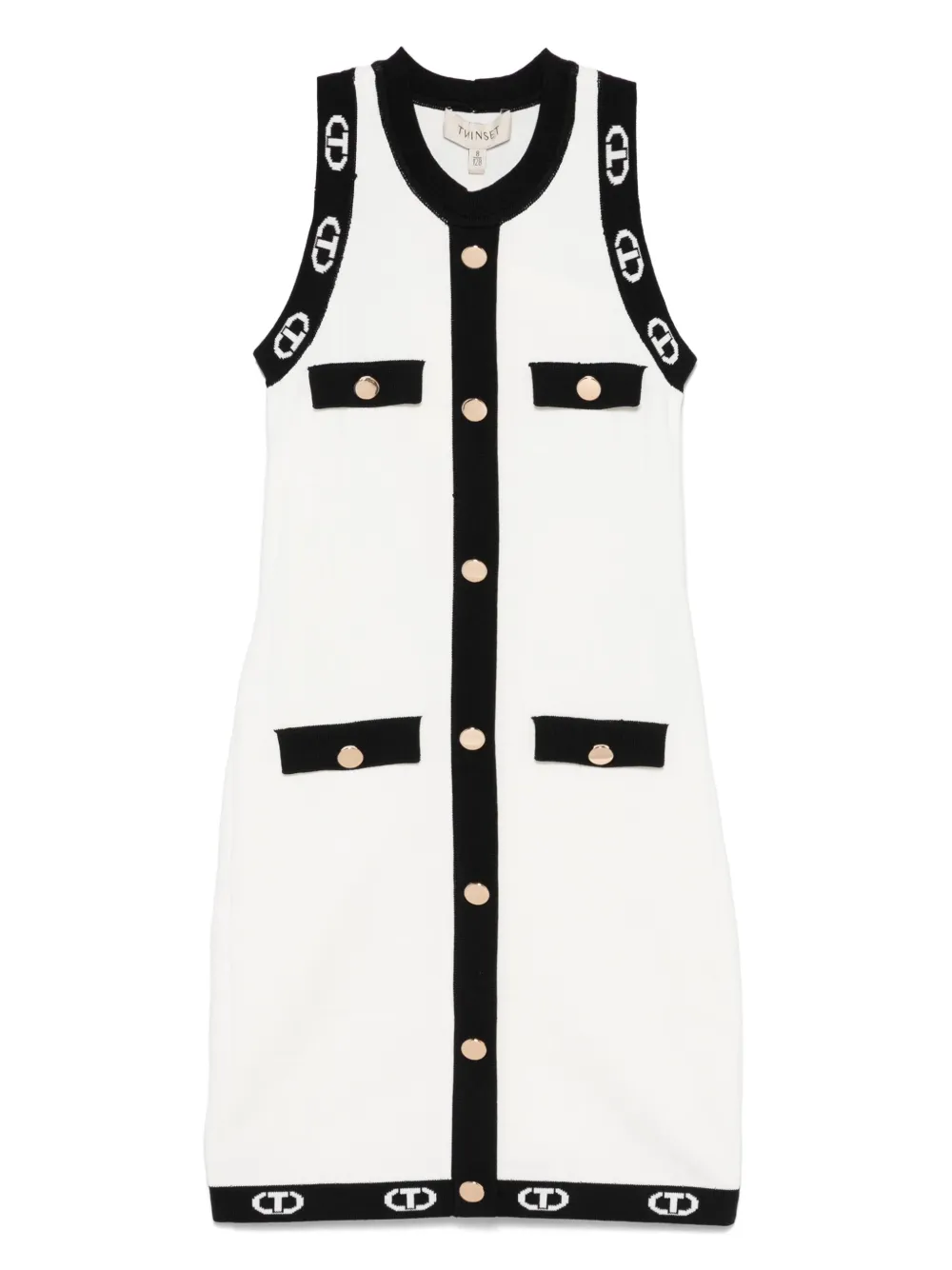 TWINSET Kids Gebreide jurk met Oval T-jacquard Wit