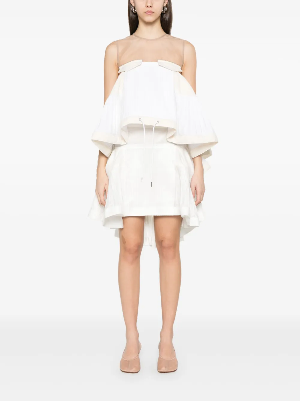 sacai Mini-plooirok - Wit