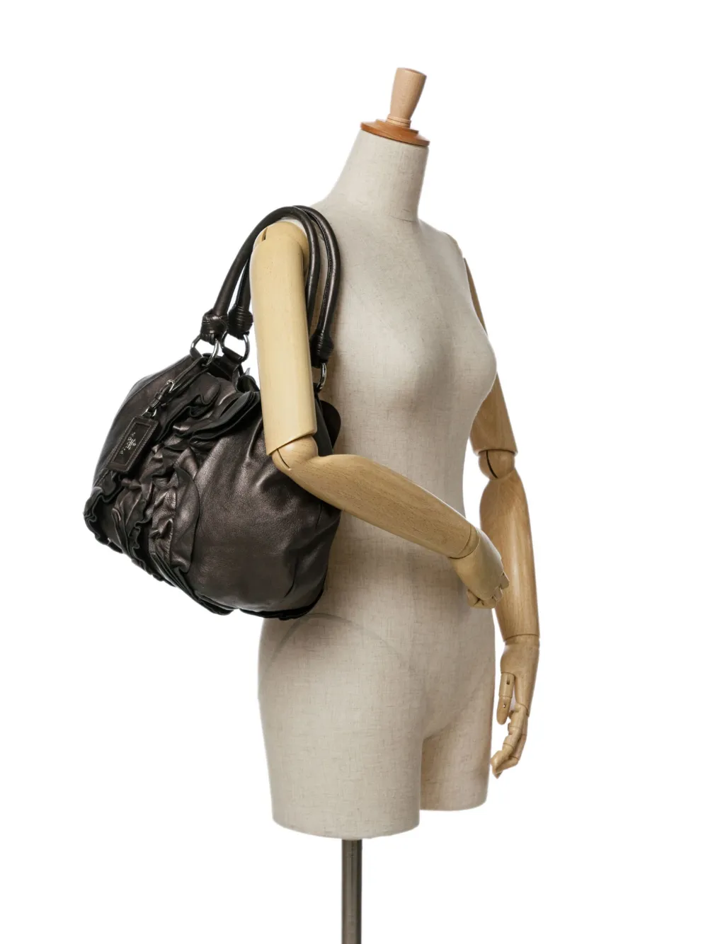 Prada Pre-Owned 2010-2024 Nappa Mordore Ruffle tote bag - Bruin