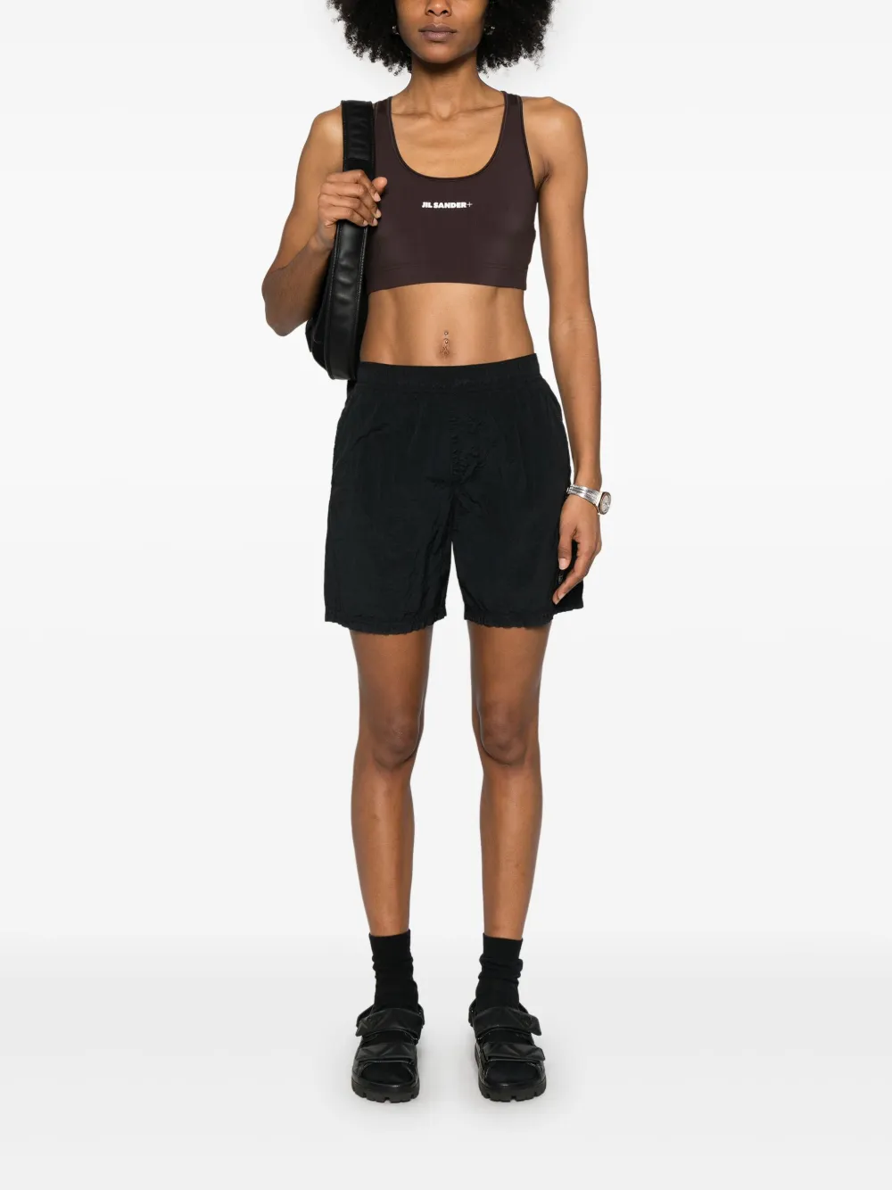 Jil Sander Sport-bh met logoprint - Zwart