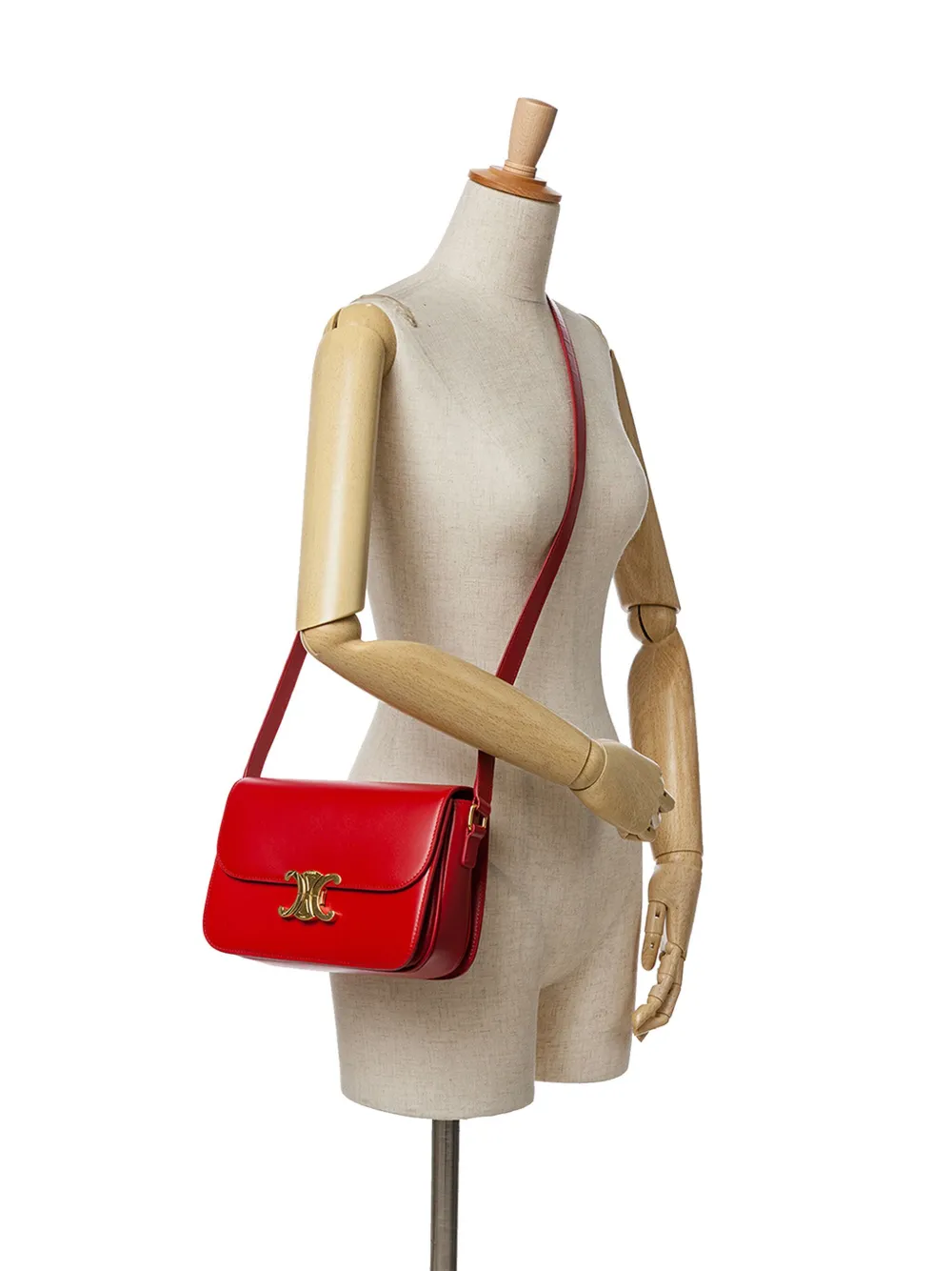 Céline Pre-Owned 2023 Medium Shiny Calfskin Triomphe crossbody bag - Rood