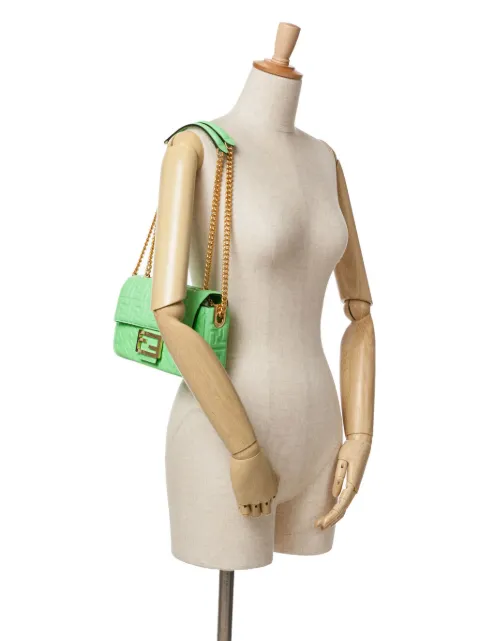 Fendi Pre-Owned 2010-2024 Zucca Embossed Leather Chain Midi Baguette shoulder bag PFM9VJFC26OP7D6Y - 1