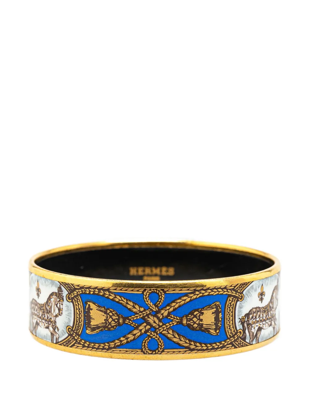 Hermès Pre-Owned 20th Century ワイド グラン アパラ エナメルバングル コスチューム ブレスレット - ブルー Hermès Pre-Owned 20th Century ワイド グラン アパラ エナメルバングル コスチューム ブレスレット - ブルー
