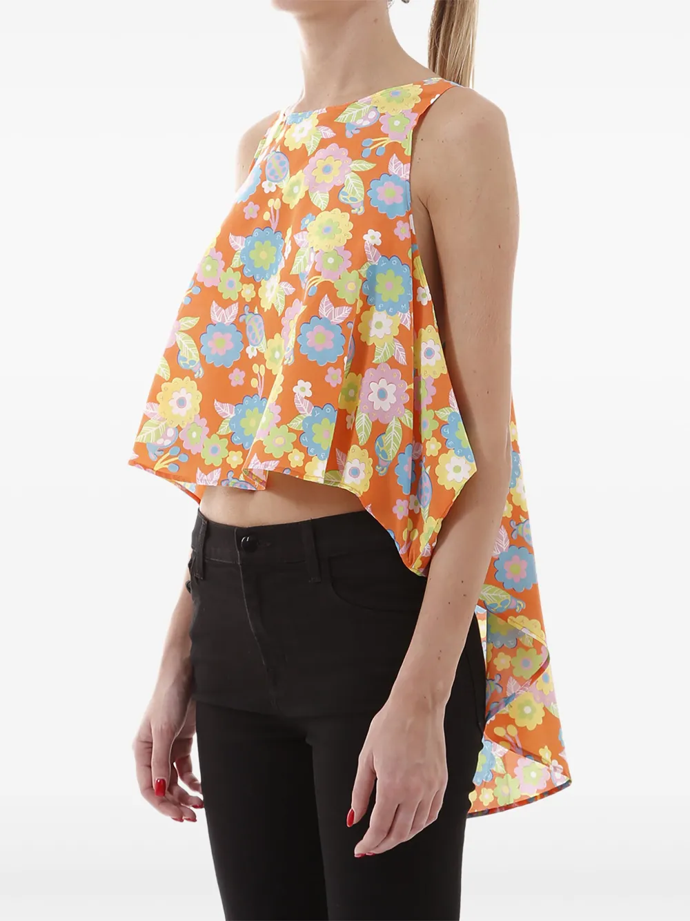 Jeremy Scott floral-print top - Oranje