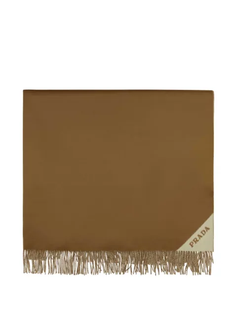 Prada fringed corner-logo blanket