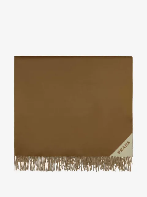 Prada fringed corner-logo blanket