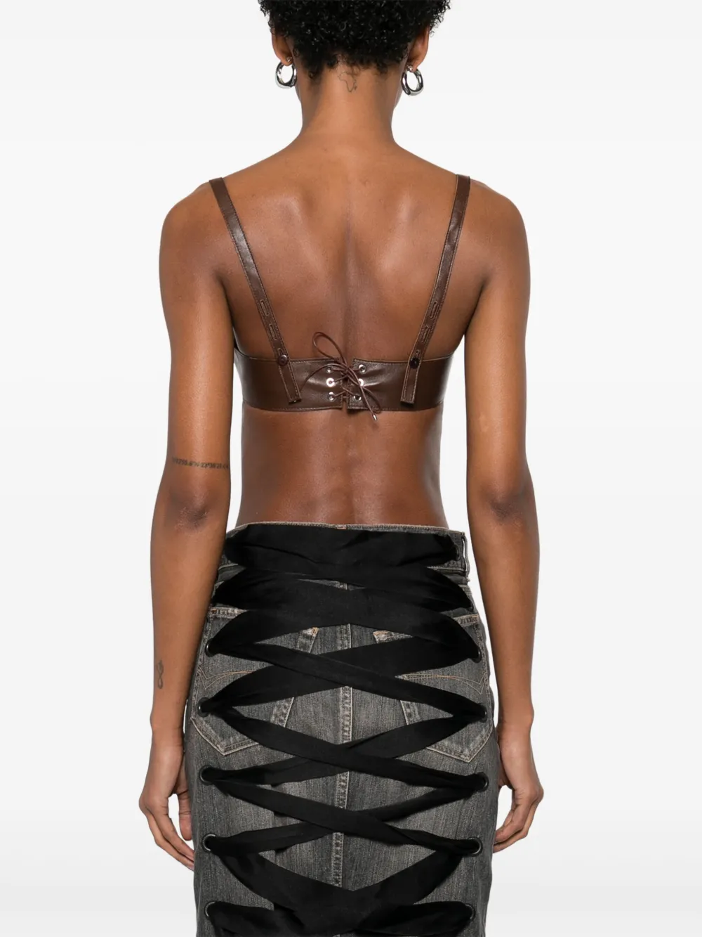 LUDOVIC DE SAINT SERNIN LEATHER CROP TOP