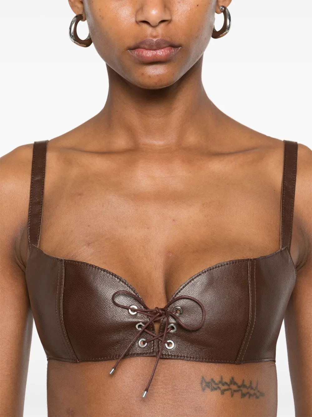 LUDOVIC DE SAINT SERNIN LEATHER CROP TOP