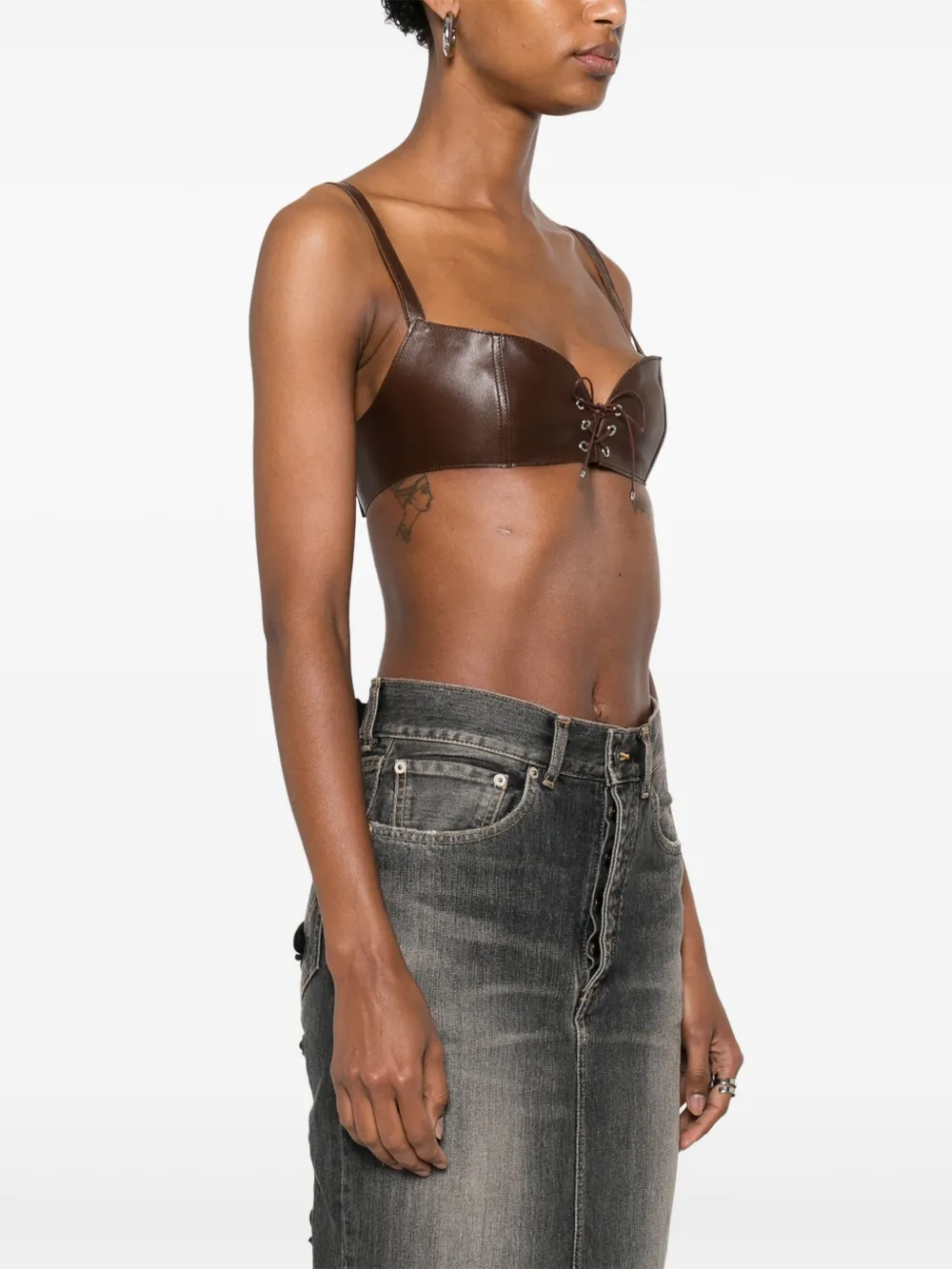 LUDOVIC DE SAINT SERNIN LEATHER CROP TOP