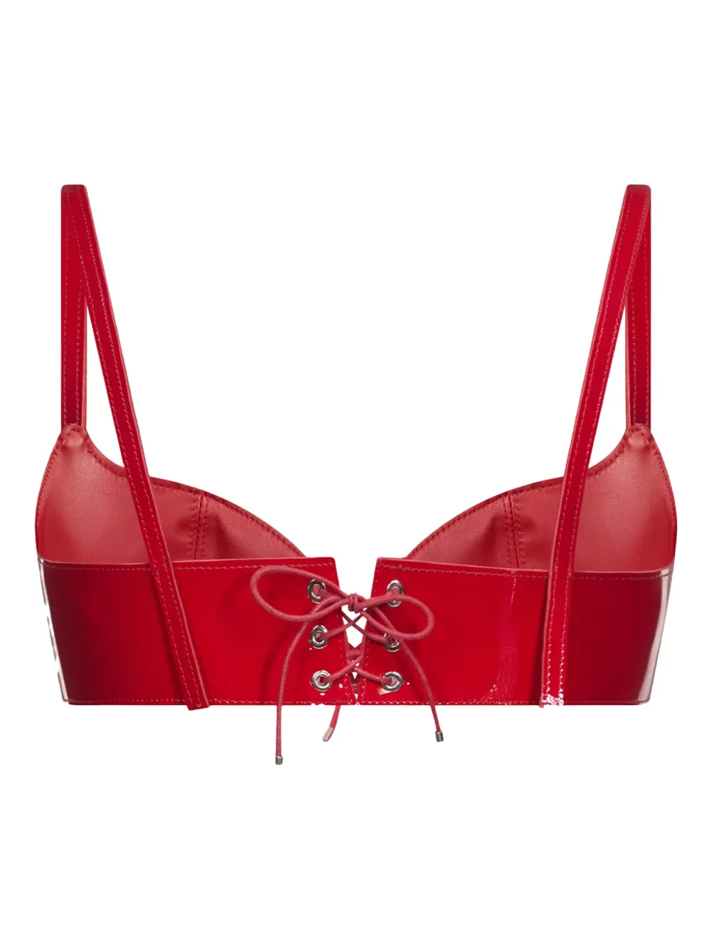 LUDOVIC DE SAINT SERNIN CLEAVAGE LEATHER BRA TOP 