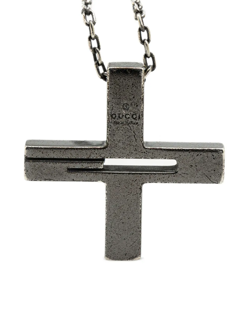 Gucci Pre-Owned 20th Century Sterling Silver G Cross Pendant necklace - Zilver