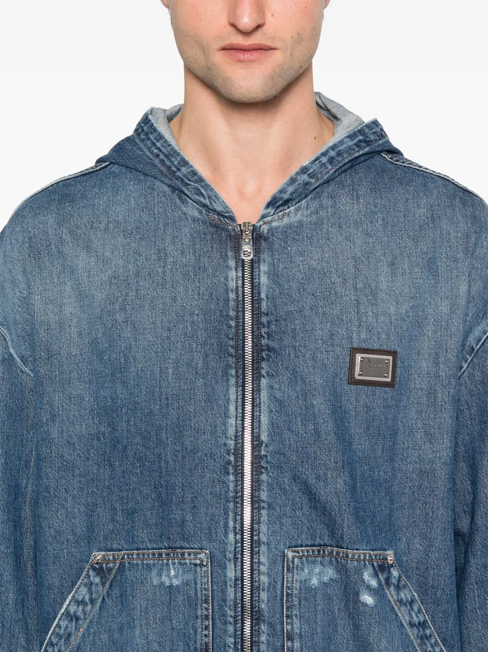 Dolce & Gabbana Denim jack met capuchon Blauw