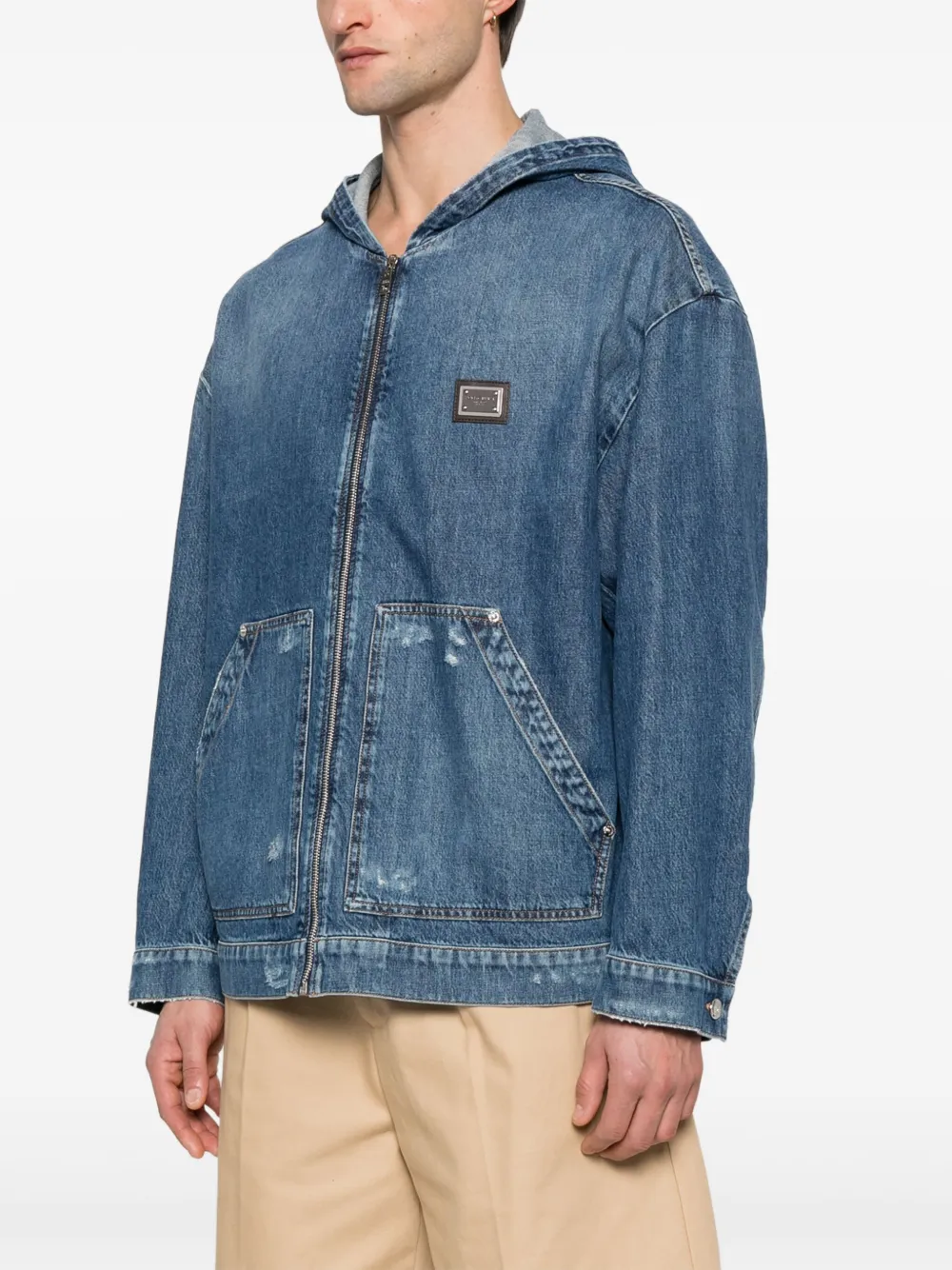 Dolce & Gabbana Denim jack met capuchon Blauw
