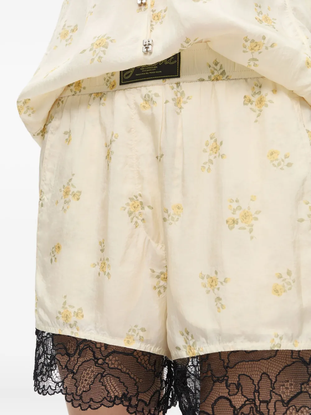 GANNI Shorts met bloemenprint Beige