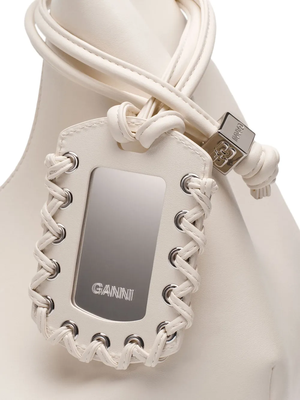 GANNI Medium shopper met logo-reliëf Beige