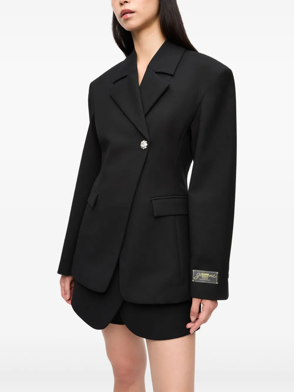 GANNI Blazer met applicatie Zwart