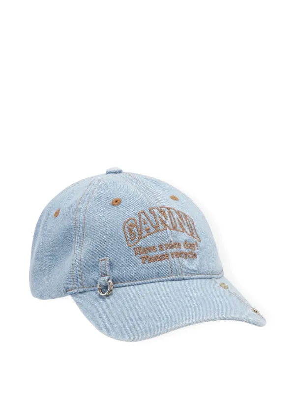 GANNI logo-embroidered Denim Cap | Blue | FARFETCH display picture 2