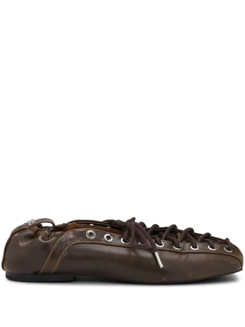 GANNI lace-up leather ballerina shoes S3093 - 0