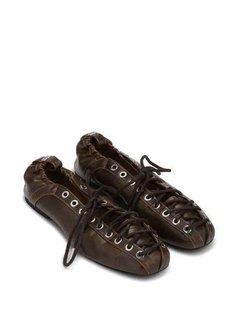 GANNI lace-up leather ballerina shoes S3093 - 1