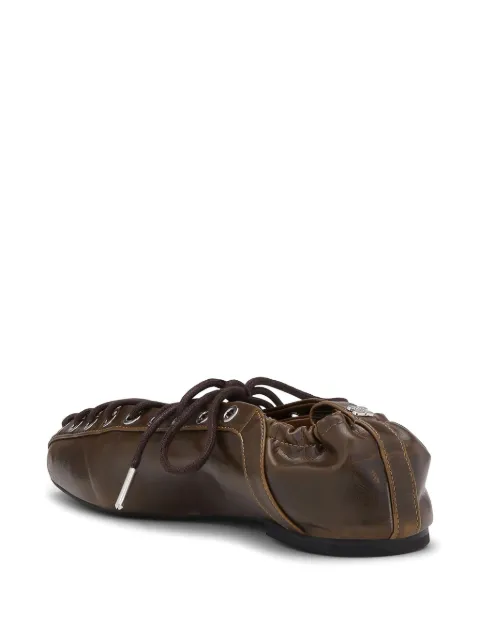 GANNI lace-up leather ballerina shoes S3093 - 2