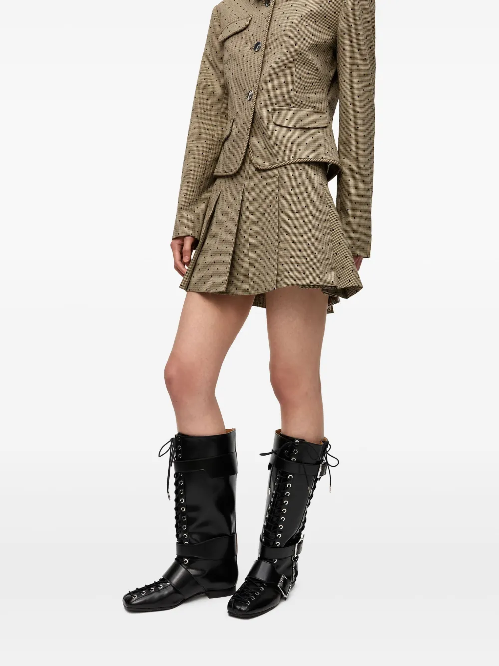 GANNI Geruite mini-rok Beige