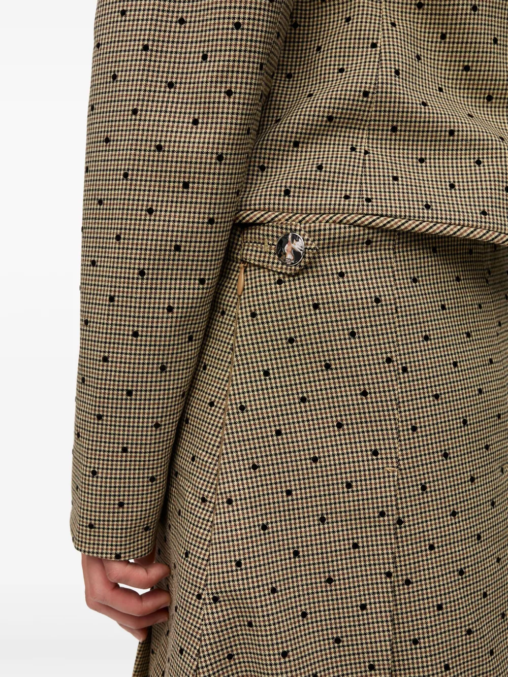 GANNI Geruite mini-rok Beige